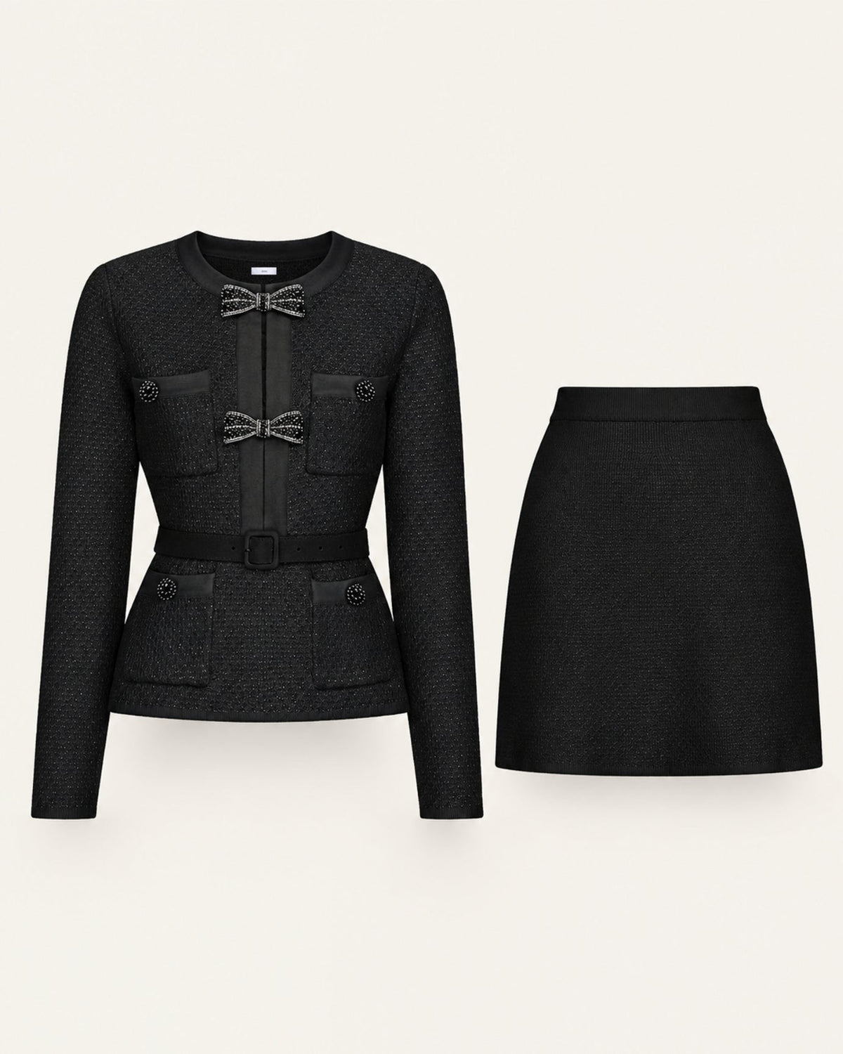 Mary Knitted Top and Skirt Co-ord Set with Beaded Belt – view 11
