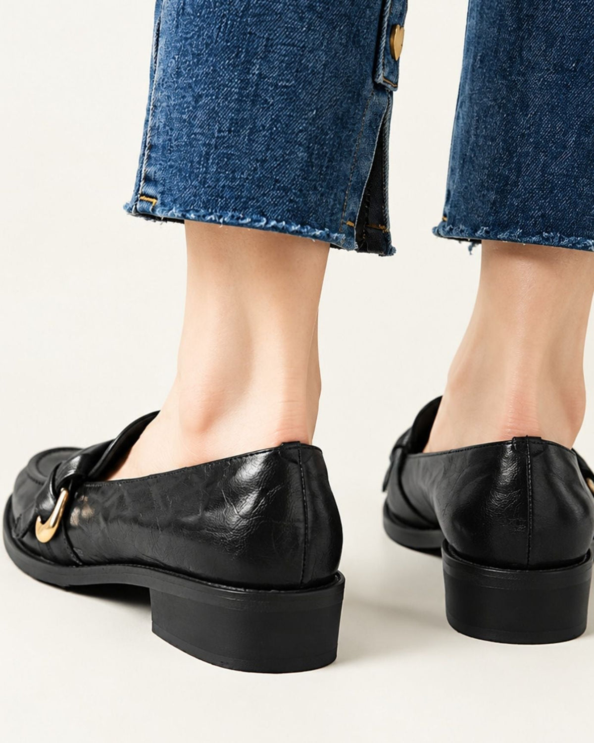NY Soft Lambskin Leather Mary Jane Loafers with 3.5cm Block Heel – view 5