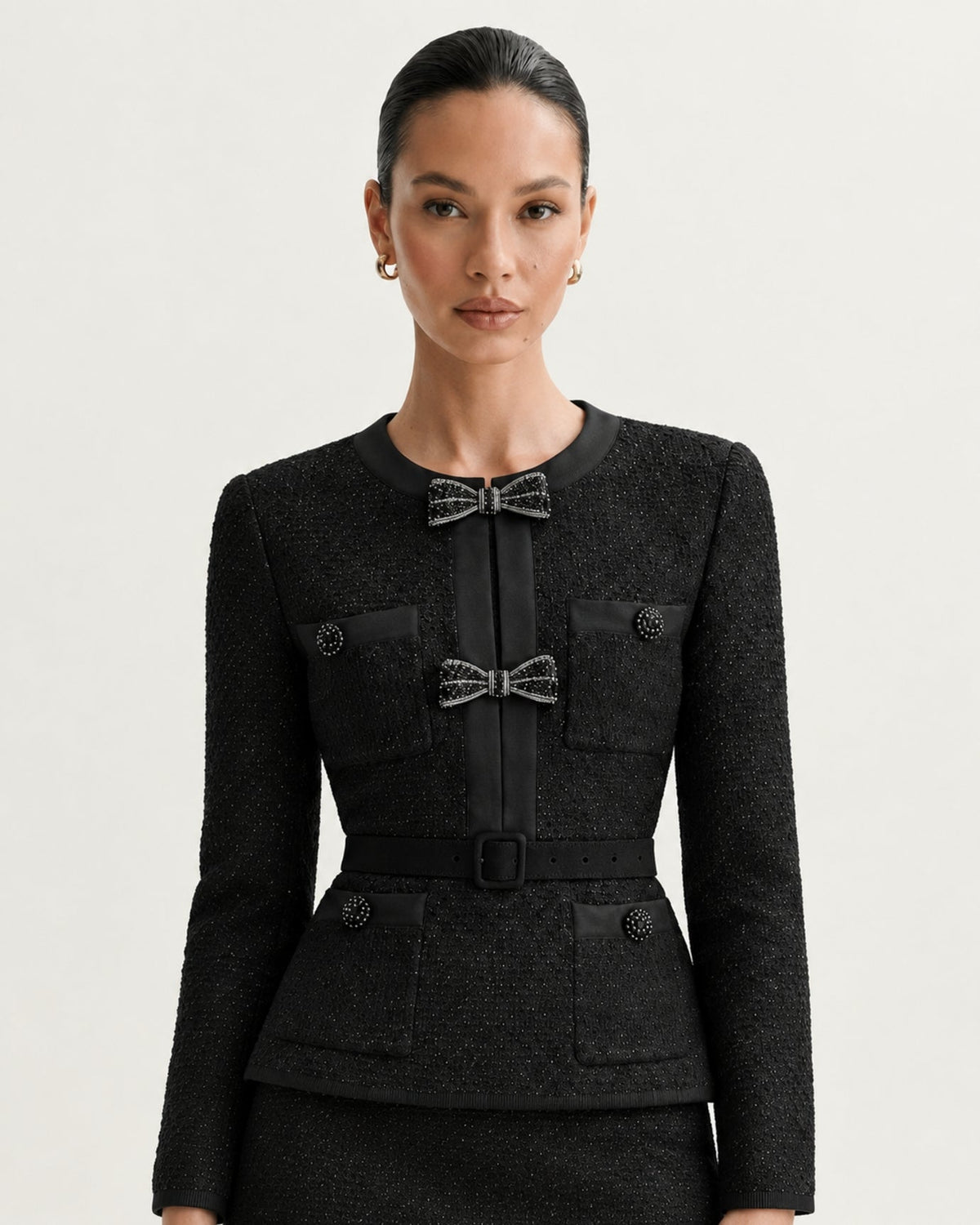 Mary Knitted Top and Skirt Co-ord Set with Beaded Belt – view 13