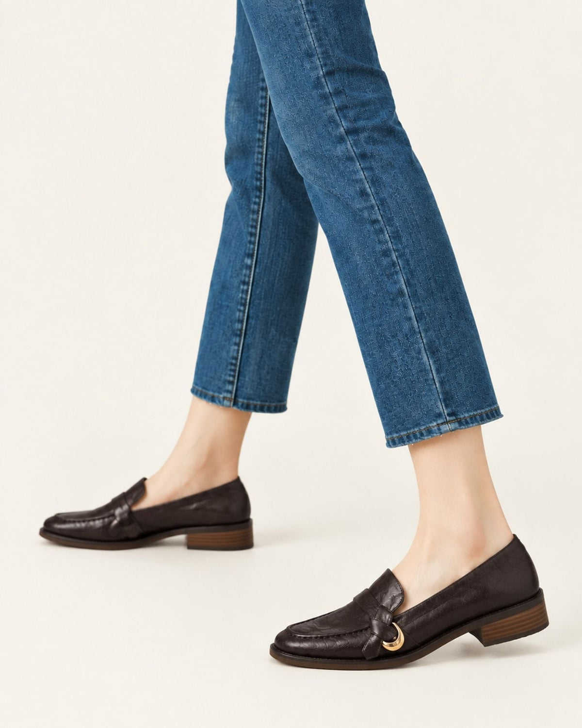 NY Soft Lambskin Leather Mary Jane Loafers with 3.5cm Block Heel – view 7