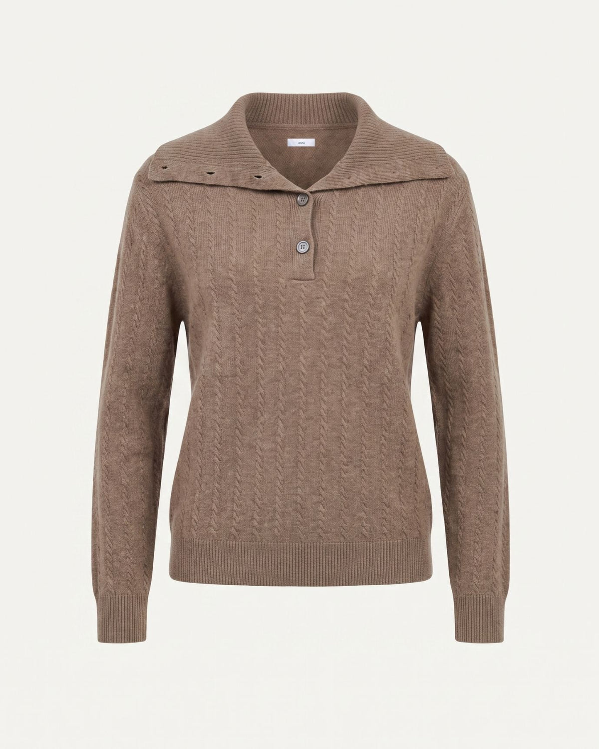 Pure Cashmere Button Polo Collar Jumper with Shaped Waist – view 4