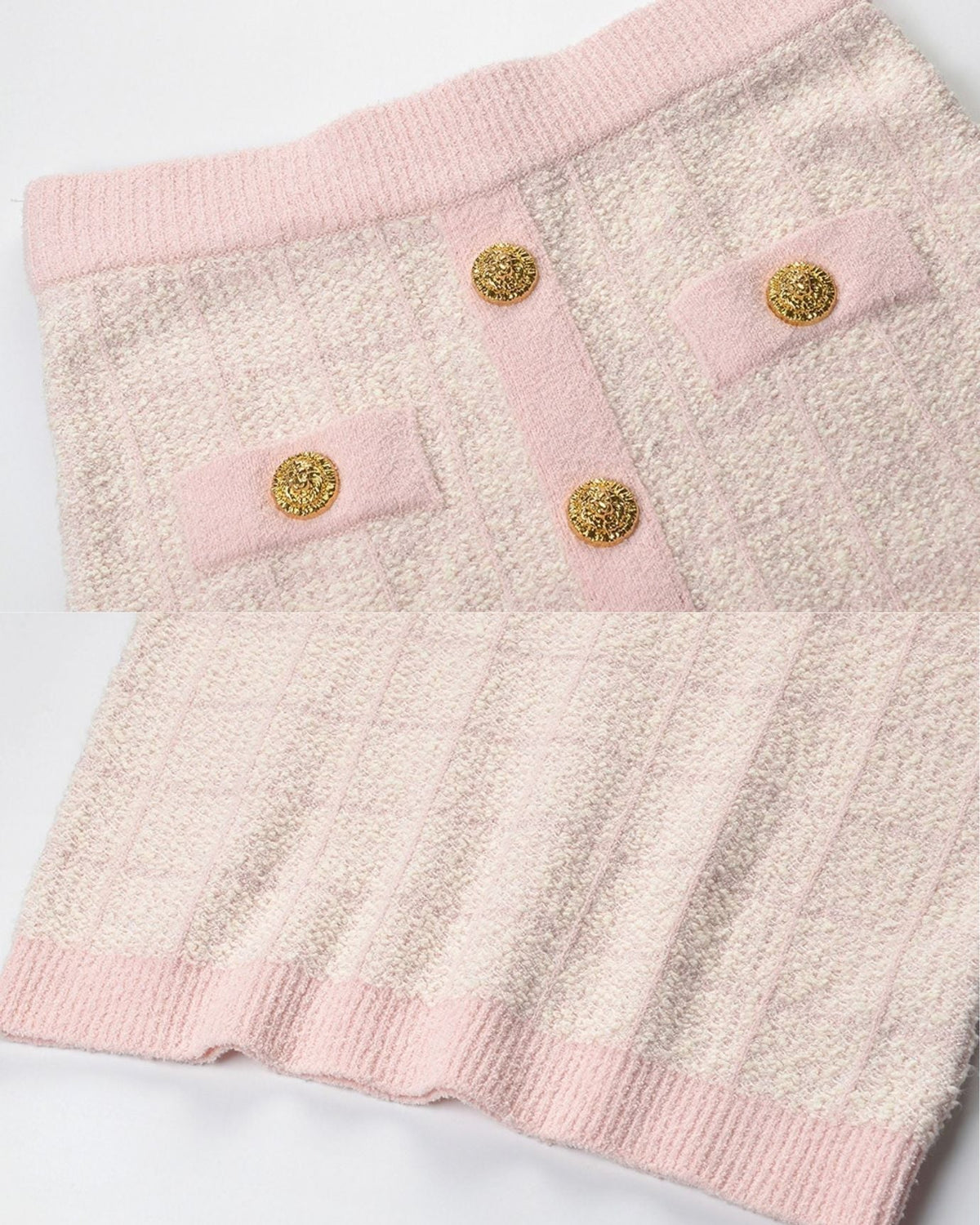 Rosy Three-Piece Plaid Knit Skirt Set with Long Sleeves – view 8