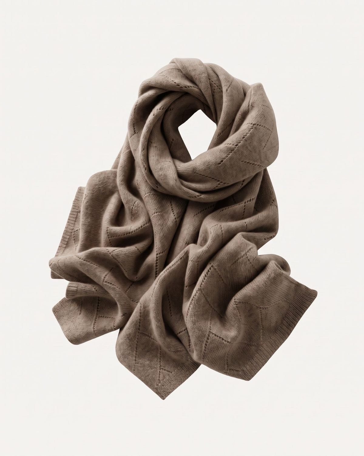 Textured Herringbone Weave Scarf in 100% Pure Cashmere – view 11