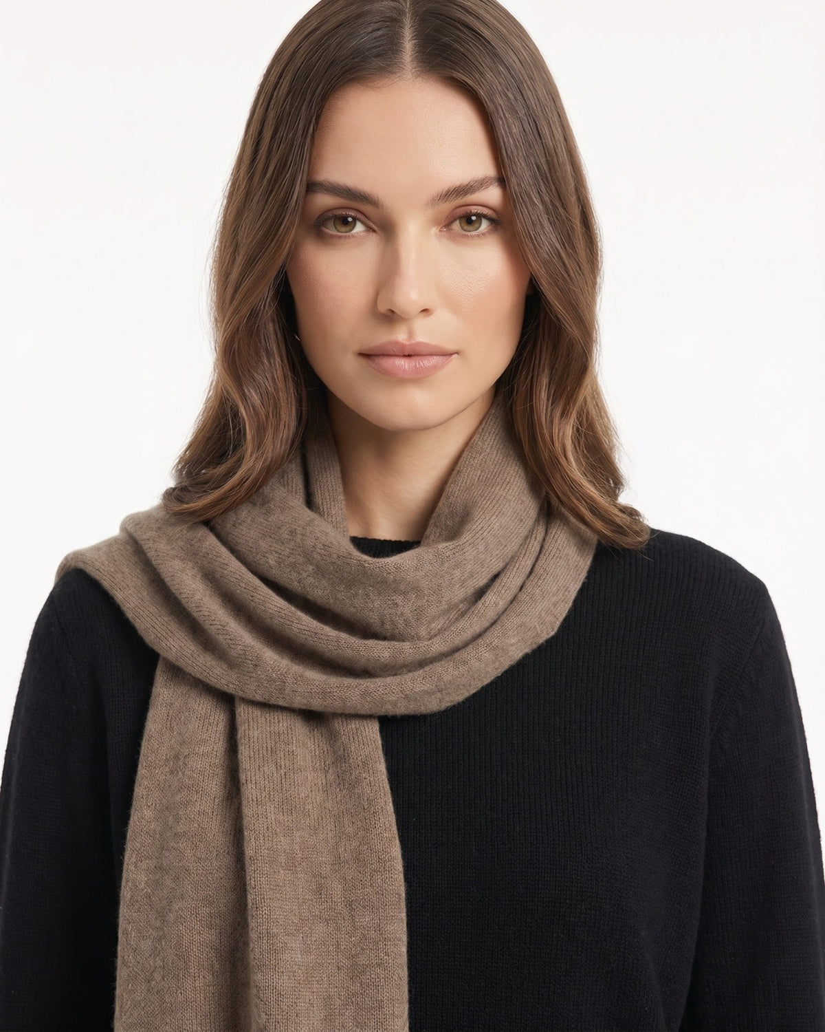 Textured Herringbone Weave Scarf in 100% Pure Cashmere – view 12