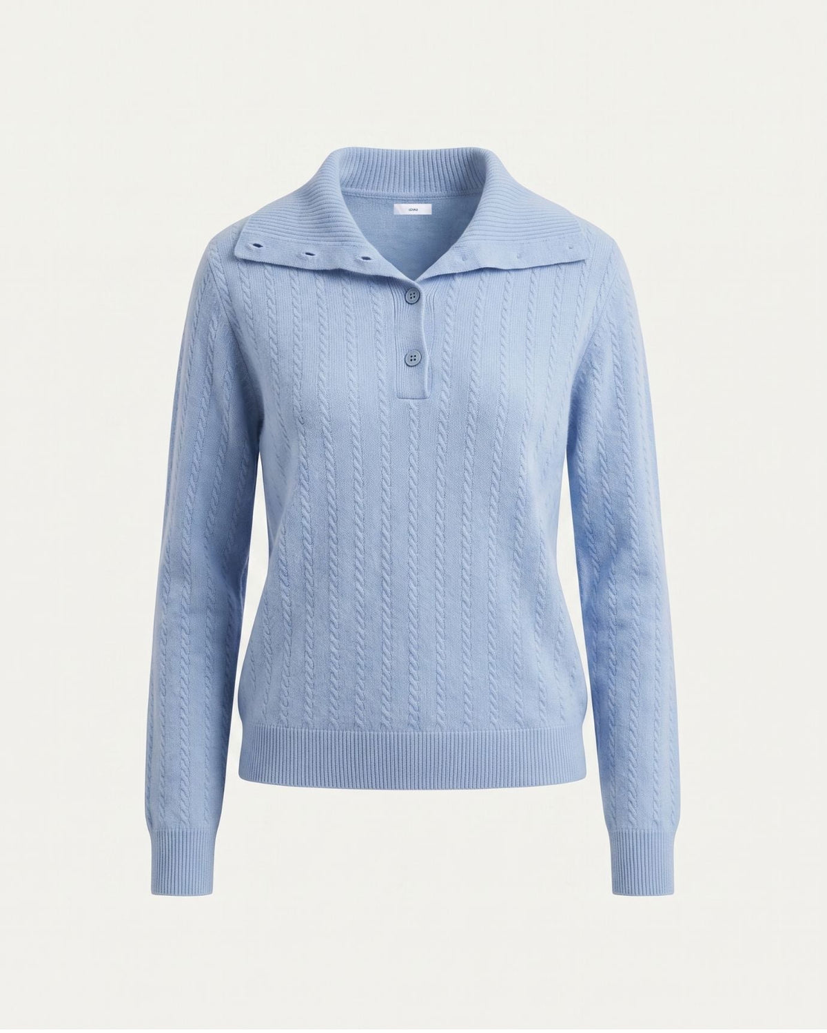 Pure Cashmere Button Polo Collar Jumper with Shaped Waist – view 7