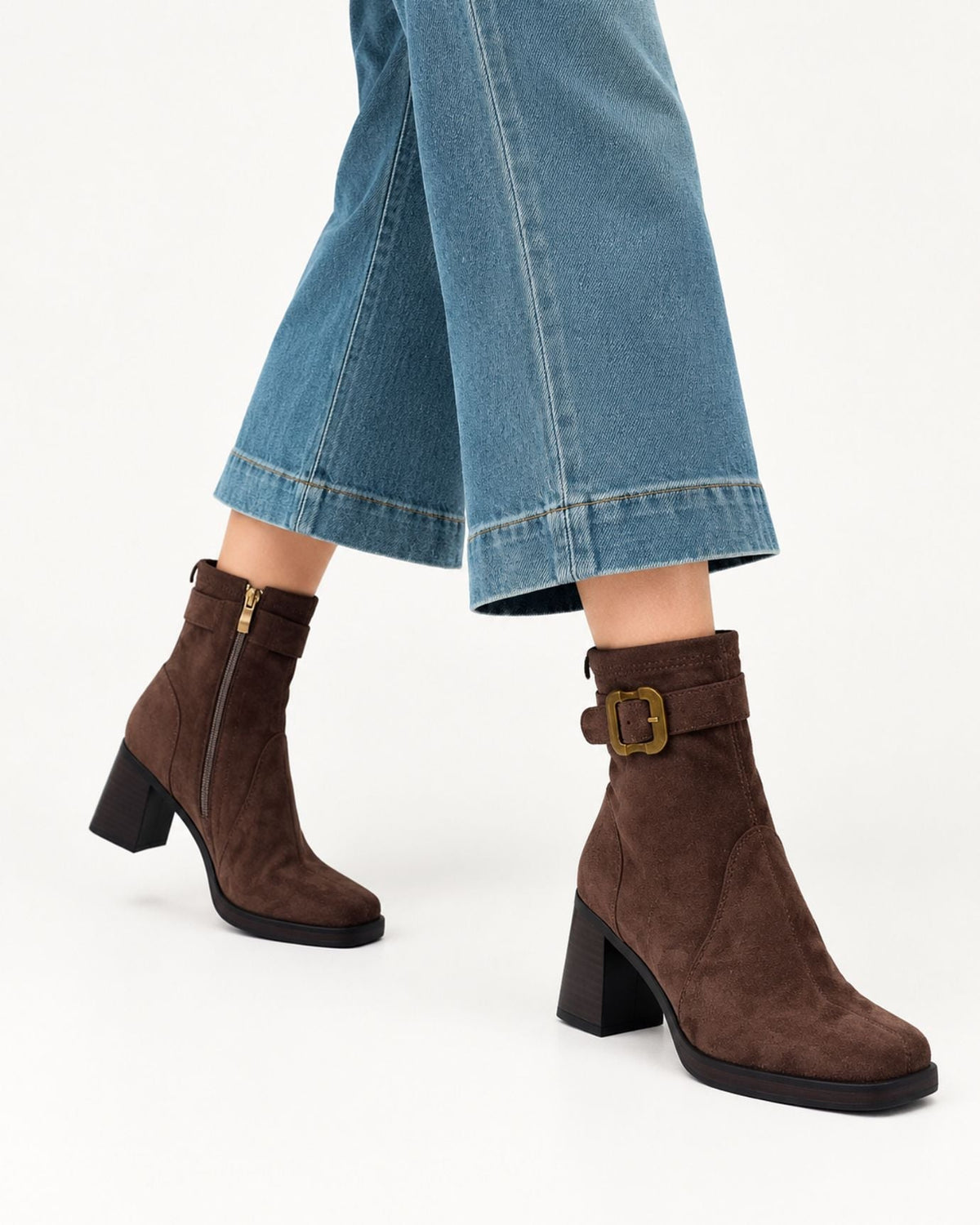 Square Toe Cowhide Suede Ankle Boots with 7cm Heel – view 9