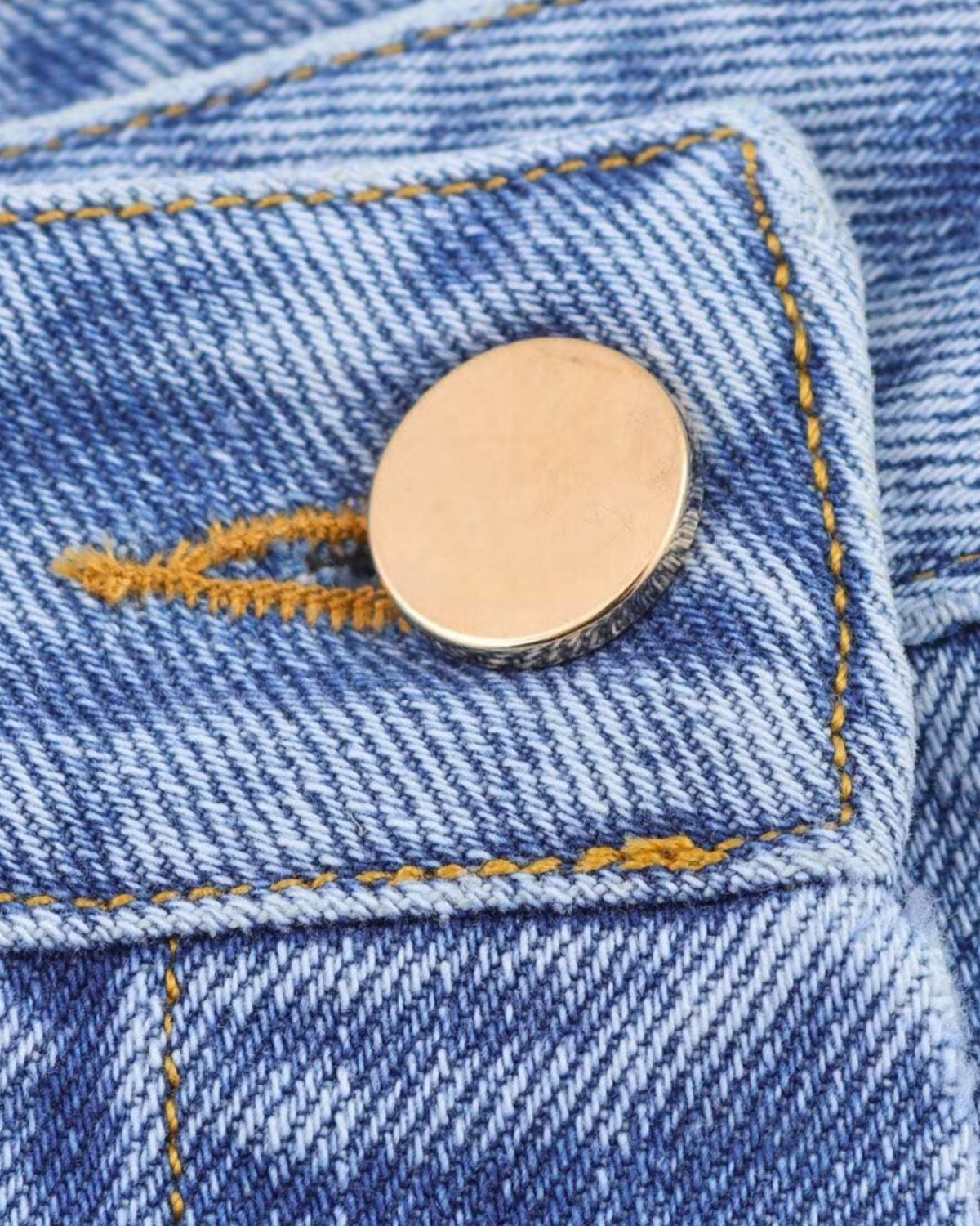New York High Rise Denim Wrap Skort with Button Front – Blue – view 6
