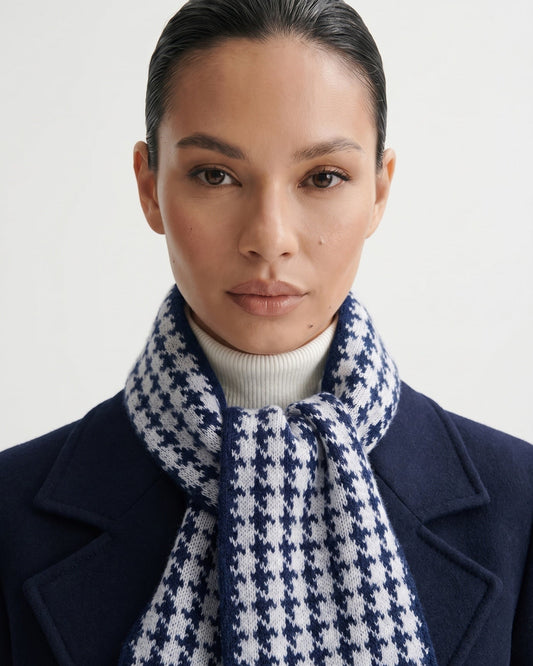Classic Houndstooth Pattern Pure Cashmere Scarf – view 2