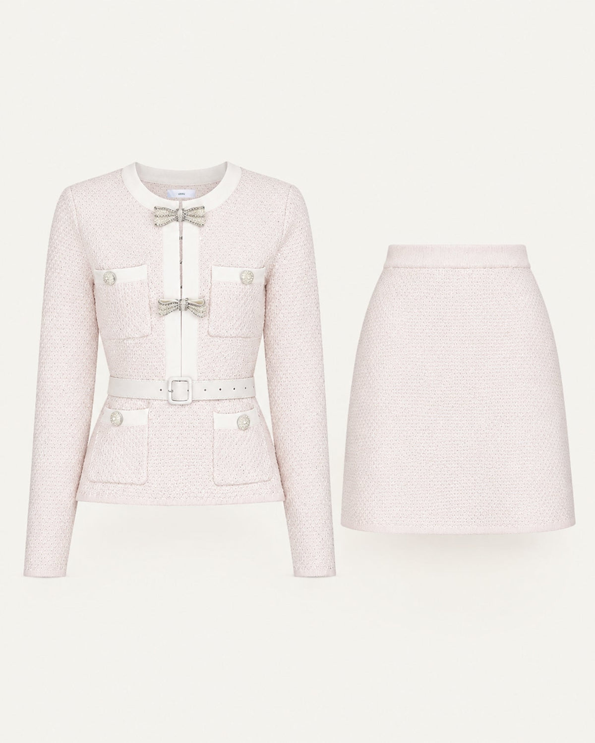 Mary Knitted Top and Skirt Co-ord Set with Beaded Belt – view 7
