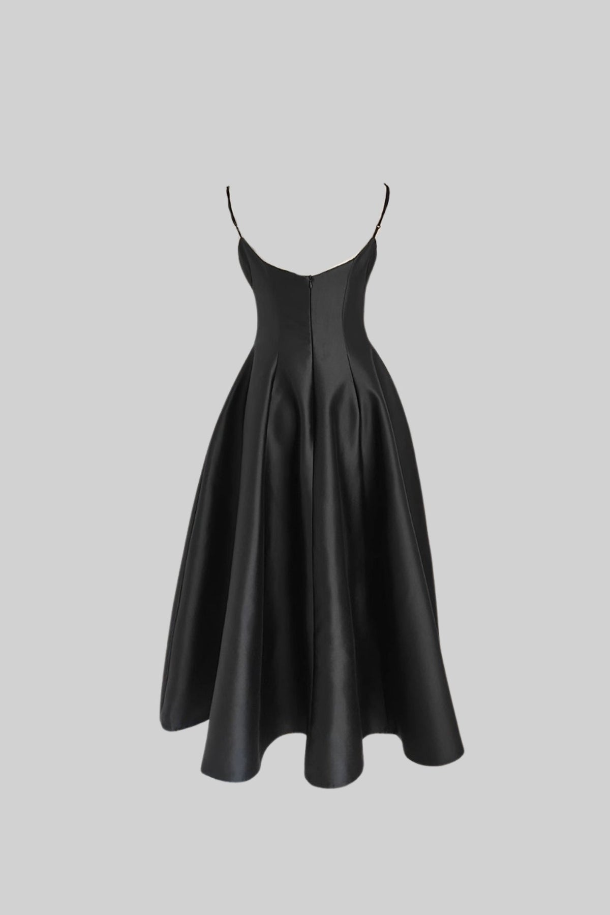 Sleeveless Sweetheart Neck Fitted Dress with Flared Knee-Length Skirt – Black – view 2