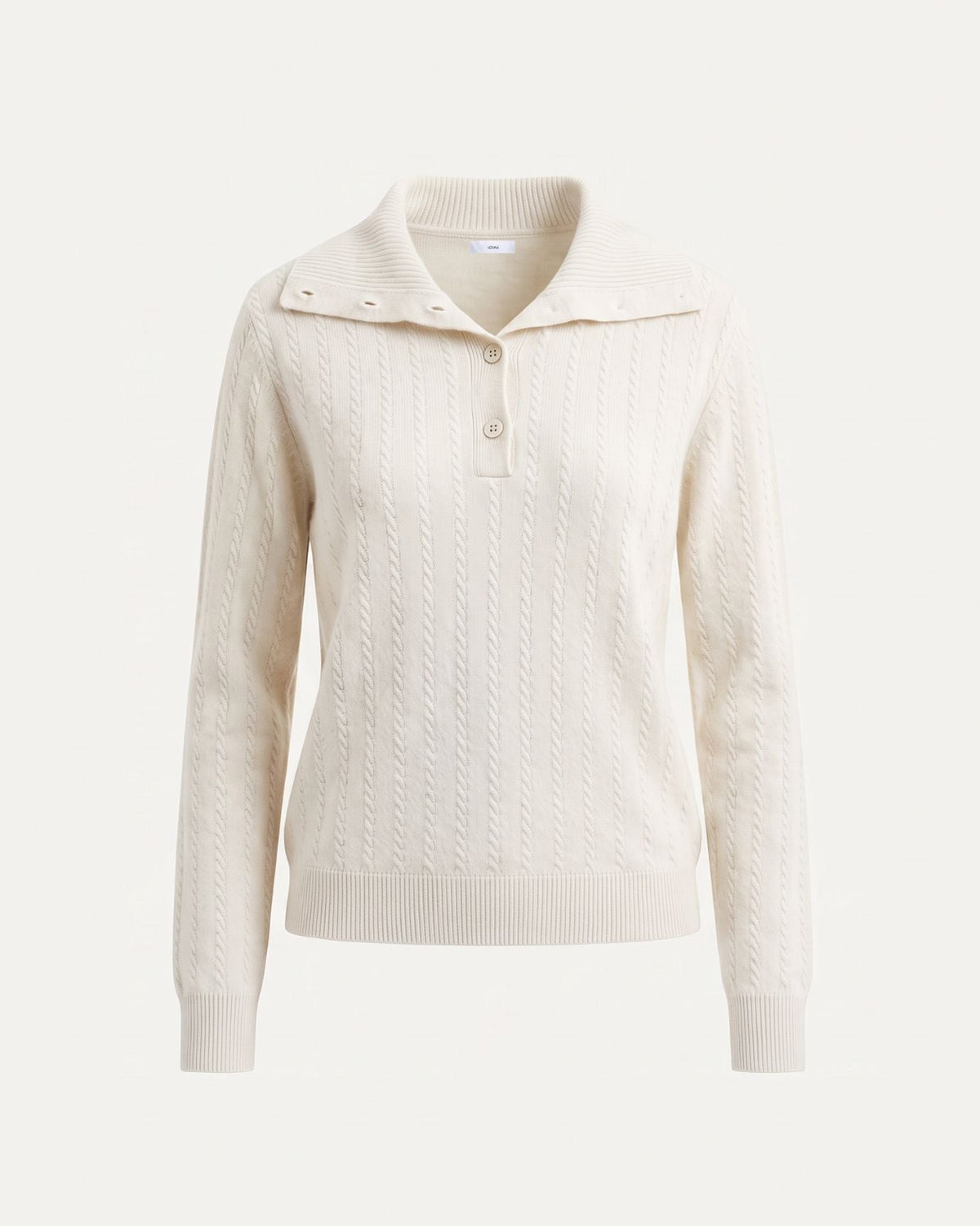 Pure Cashmere Button Polo Collar Jumper with Shaped Waist – view 10