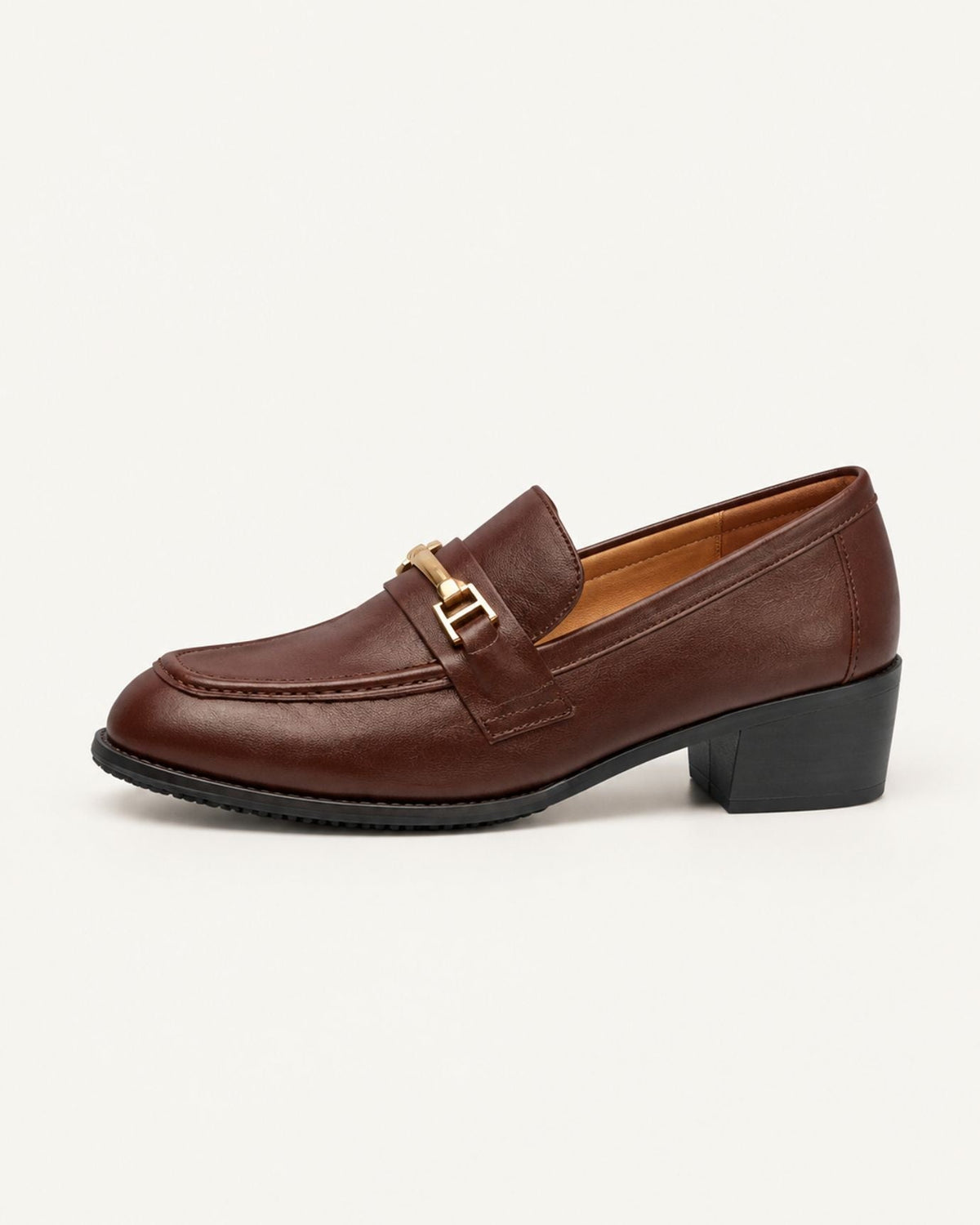 Leather Buckle Loafers with Rounded Toe and 4.5cm Block Heel – view 6