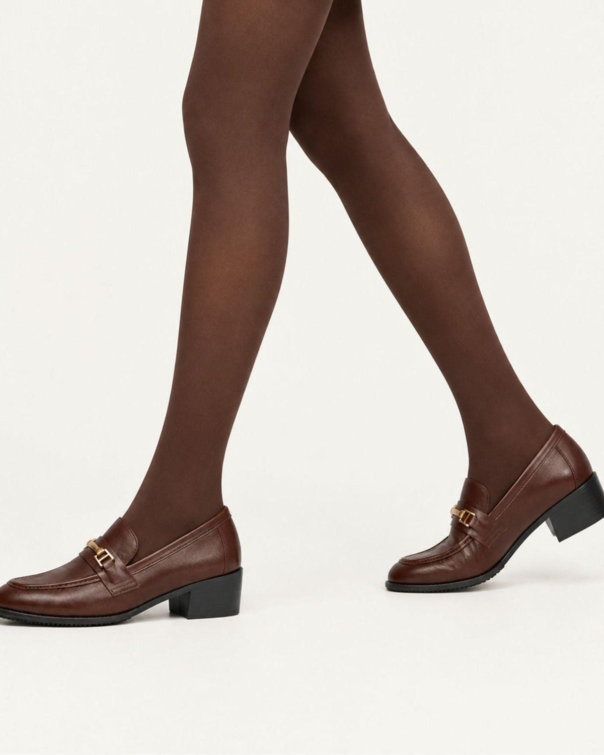 Leather Buckle Loafers with Rounded Toe and 4.5cm Block Heel – view 8