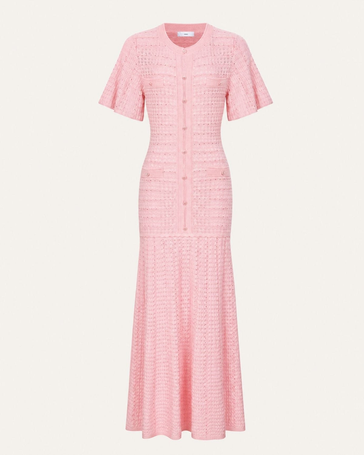 Anna Rhinestone Embellished Short Sleeve Round Neck Knit Midi Dress – view 30