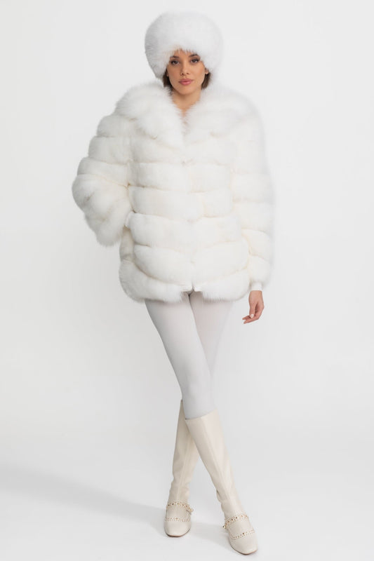Tiered Cropped Jacket with Oversized Shawl Collar – White – view 2