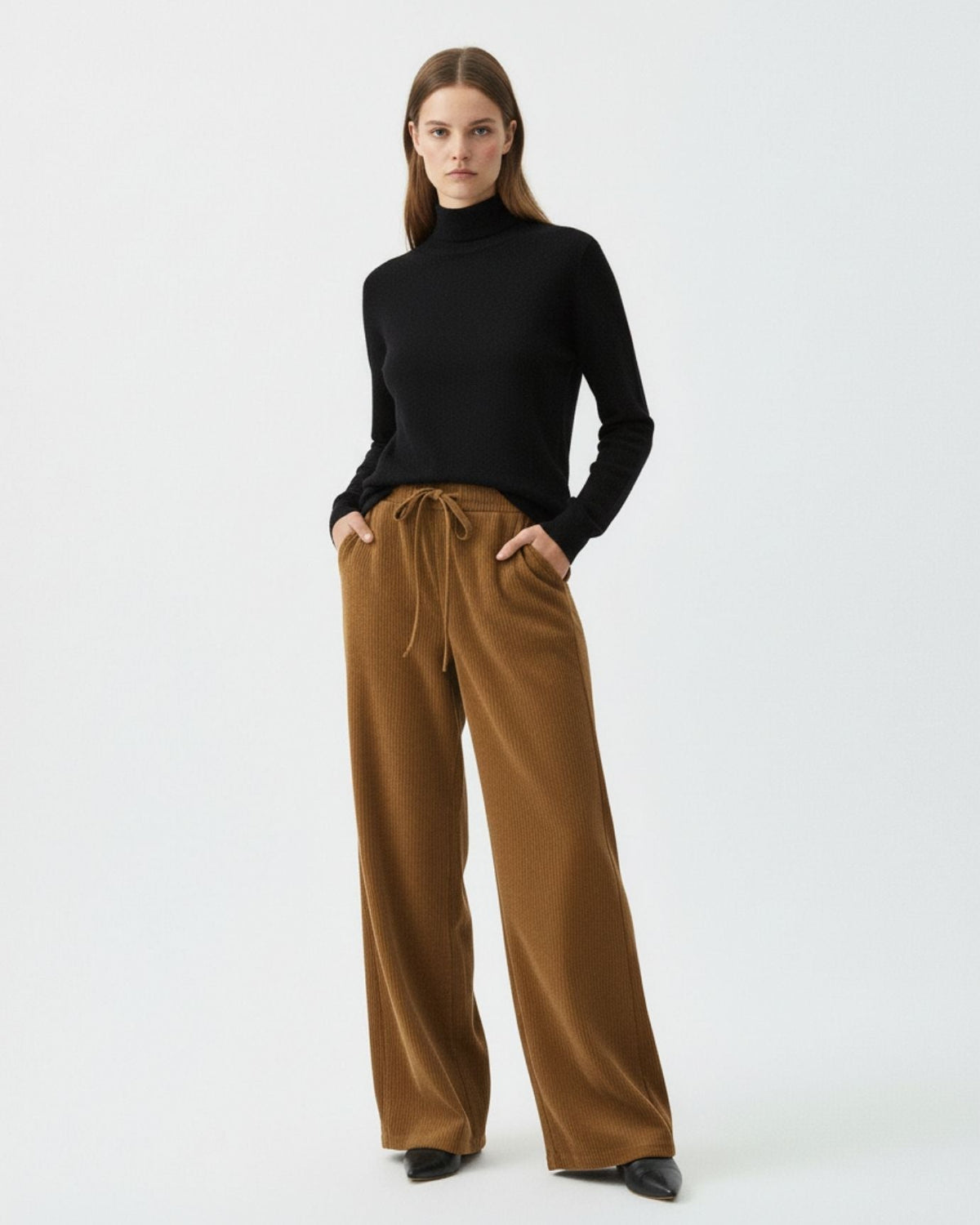 Classic High Waisted Soft Cotton Corduroy Trousers – view 10