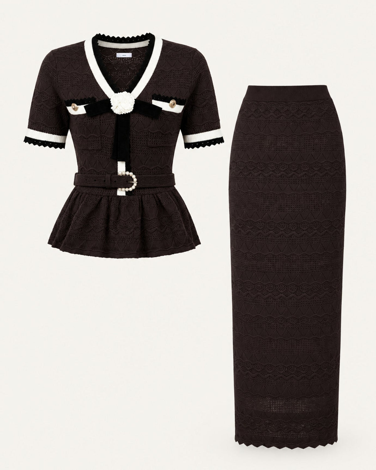 Diva Slim Fit Crew Neck Knit Top and Skirt Two-Piece Set – view 11