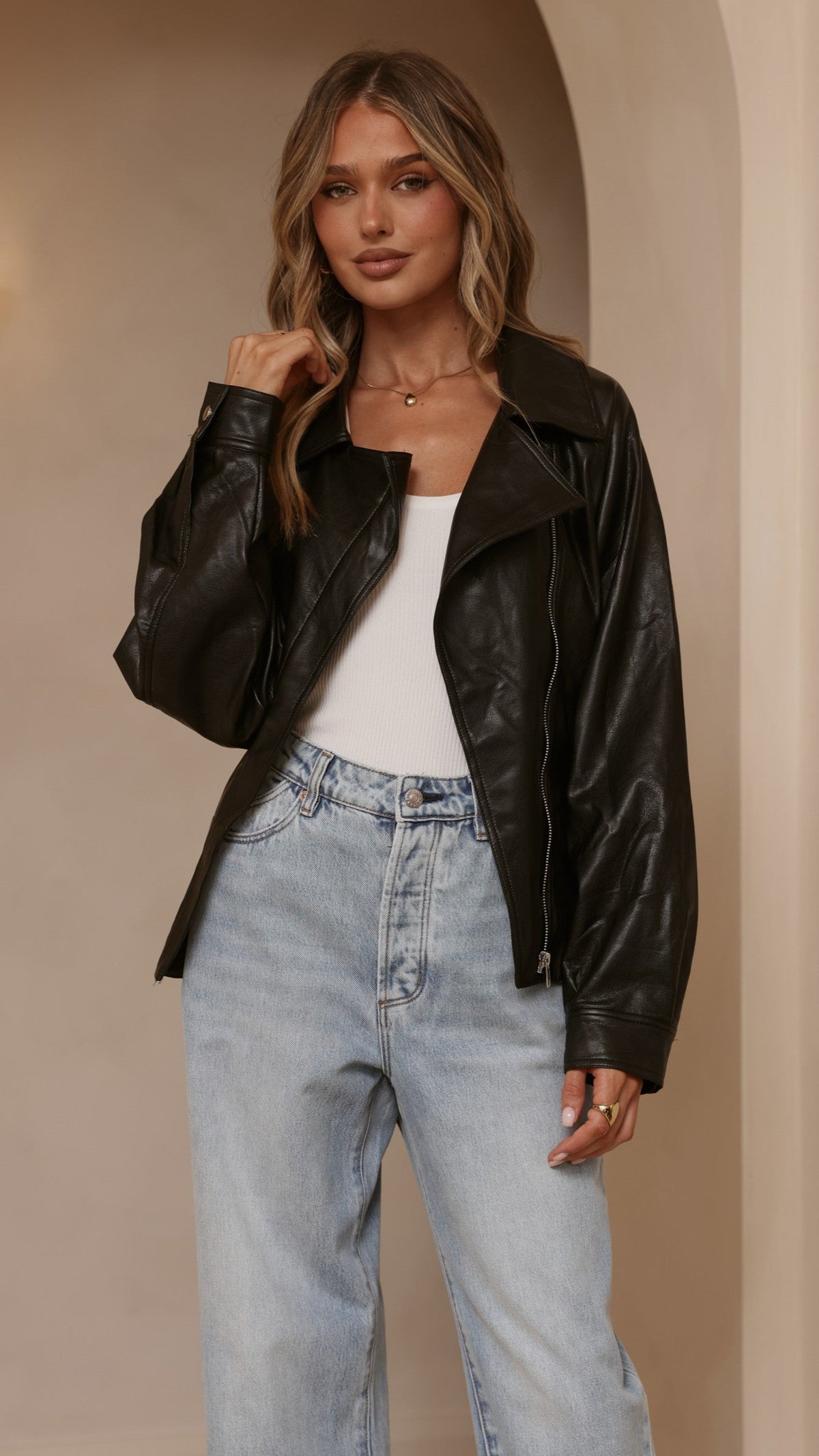 Marzia Collared Tie Waist Jacket with Zip and Button Front – Black – view 14