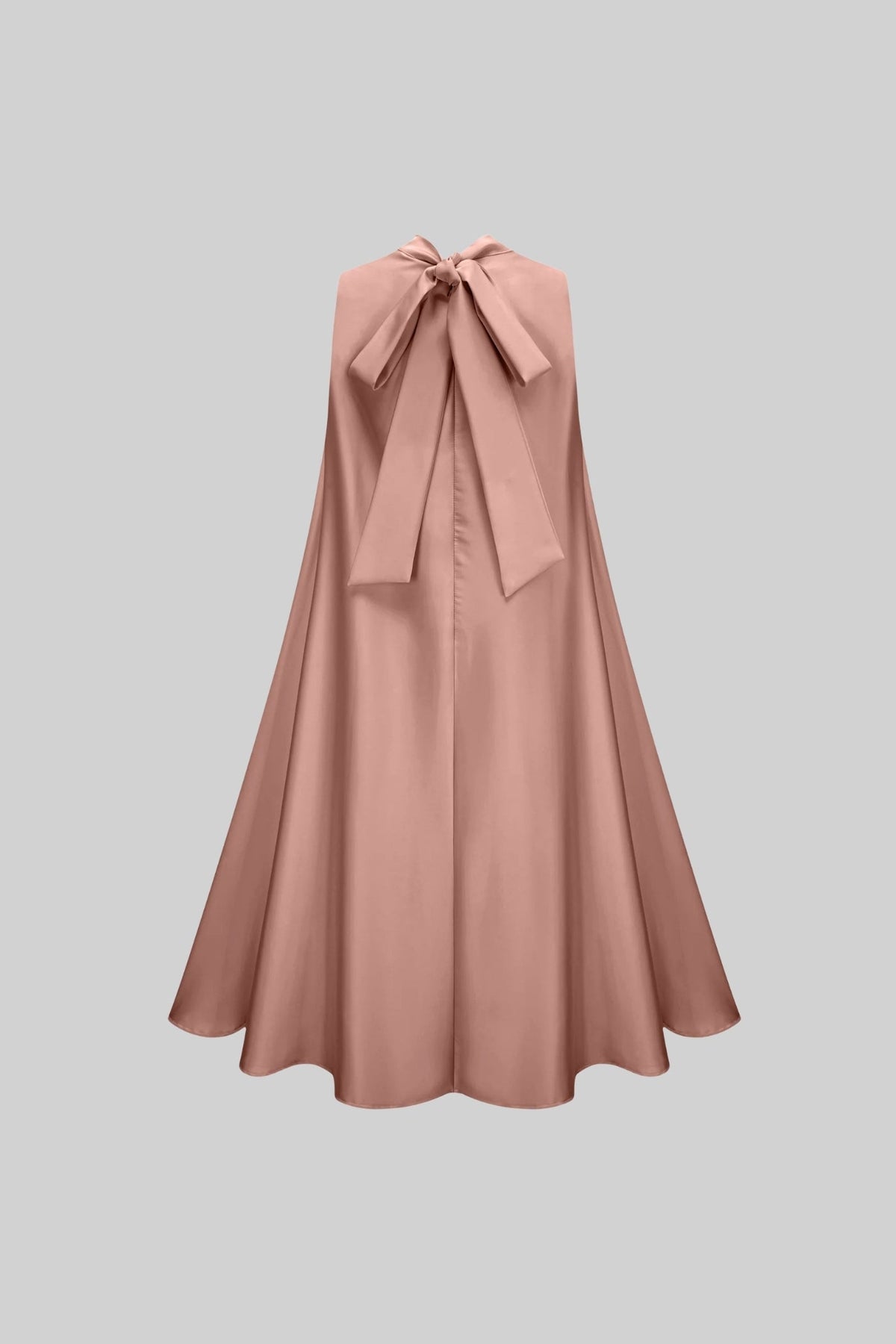 Sleeveless High Collar A-Line Dress with Floral Appliqués – Pink – view 2