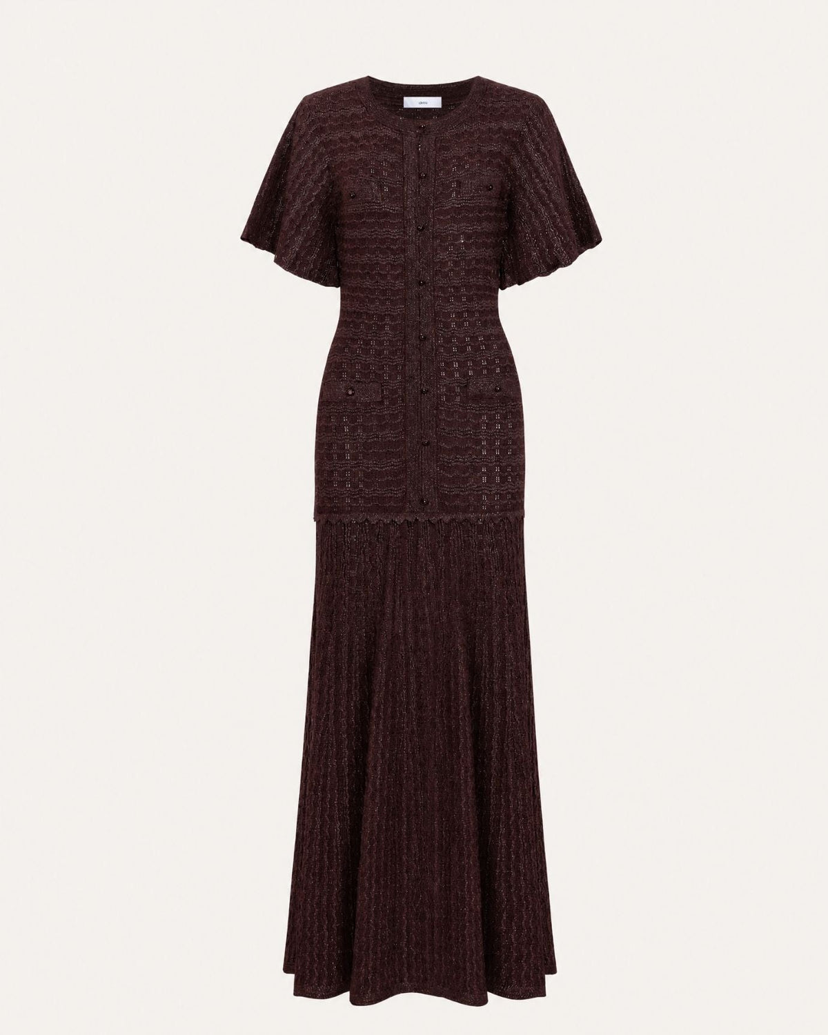 Anna Rhinestone Embellished Short Sleeve Round Neck Knit Midi Dress – view 34