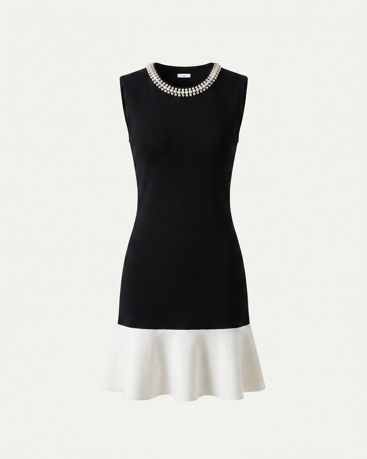 Body-Hugging Knitted Dress with Fishtail Skirt – Black & White – view 2
