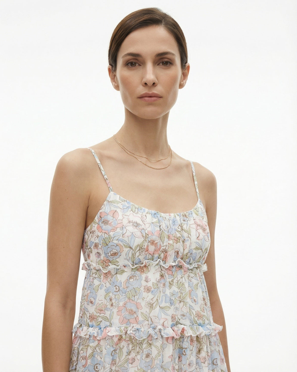 Printed Tiered Ruffle Strap Dress with Full Lining – view 3