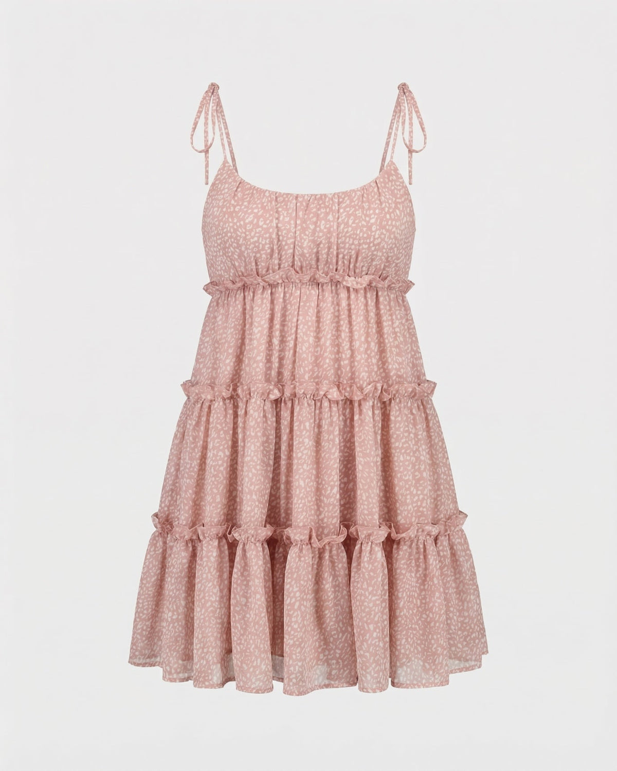 Printed Tiered Ruffle Strap Dress with Full Lining