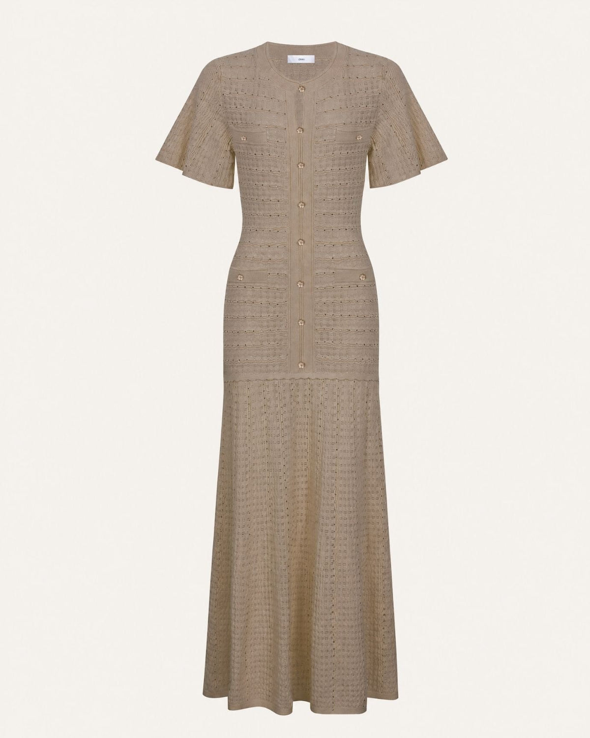 Anna Rhinestone Embellished Short Sleeve Round Neck Knit Midi Dress – view 38