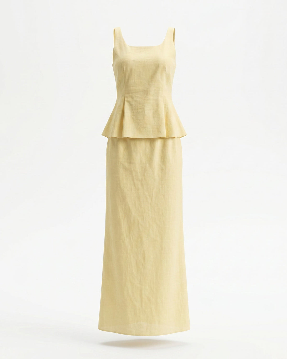 Cotton Tailored Top and Sculptural Skirt Two-Piece Set