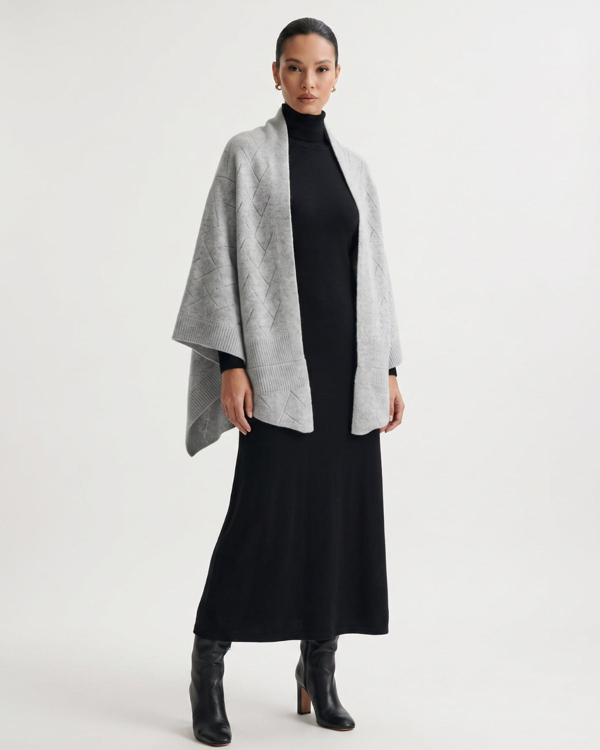 Mia Quilted Pure Cashmere Shawl with Textured Surface – view 6