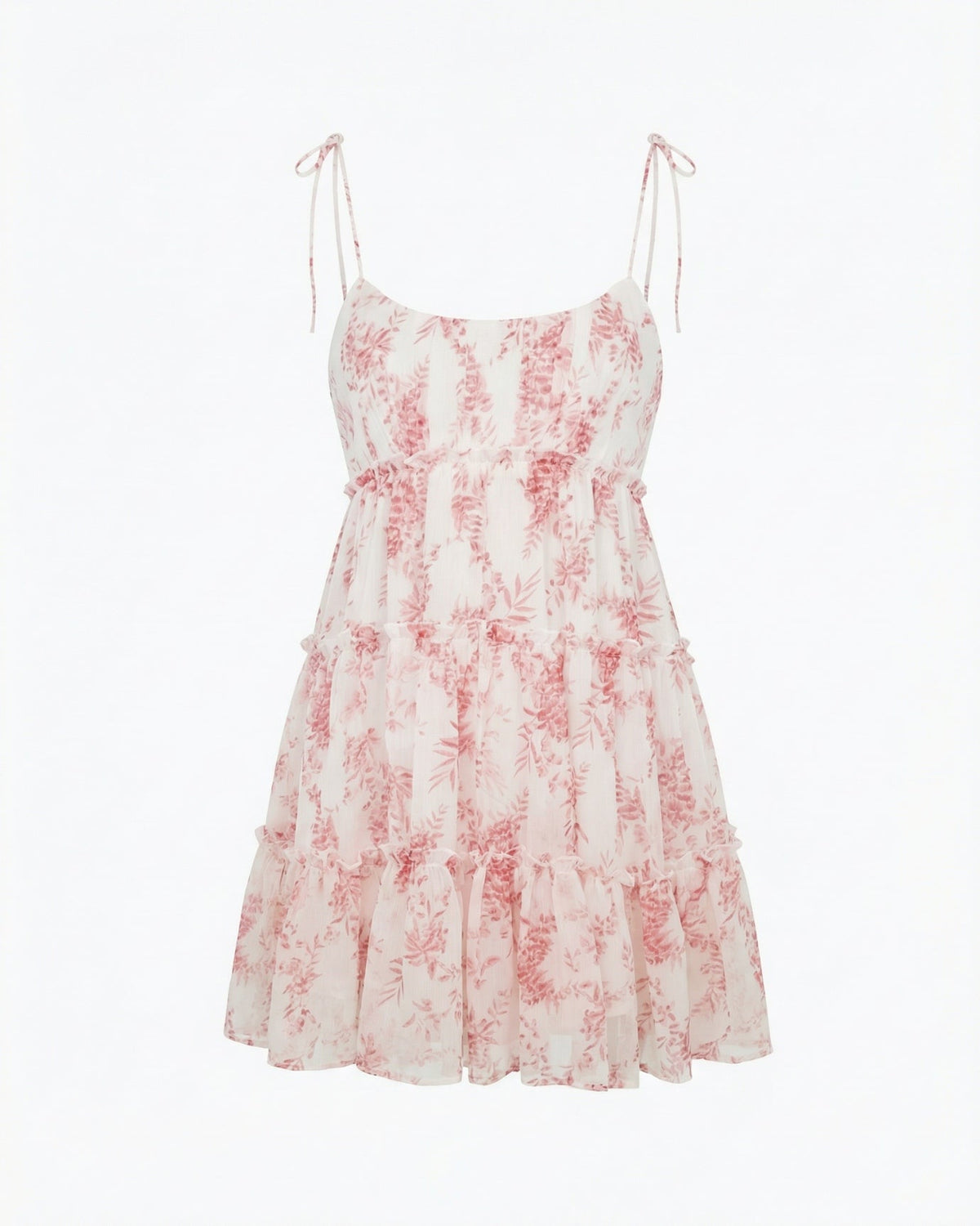 Printed Tiered Ruffle Strap Dress with Full Lining