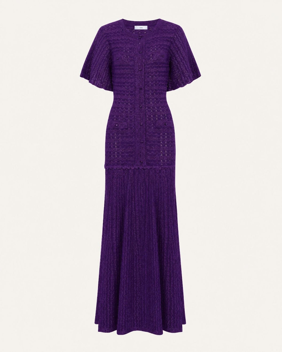 Anna Rhinestone Embellished Short Sleeve Round Neck Knit Midi Dress – view 42