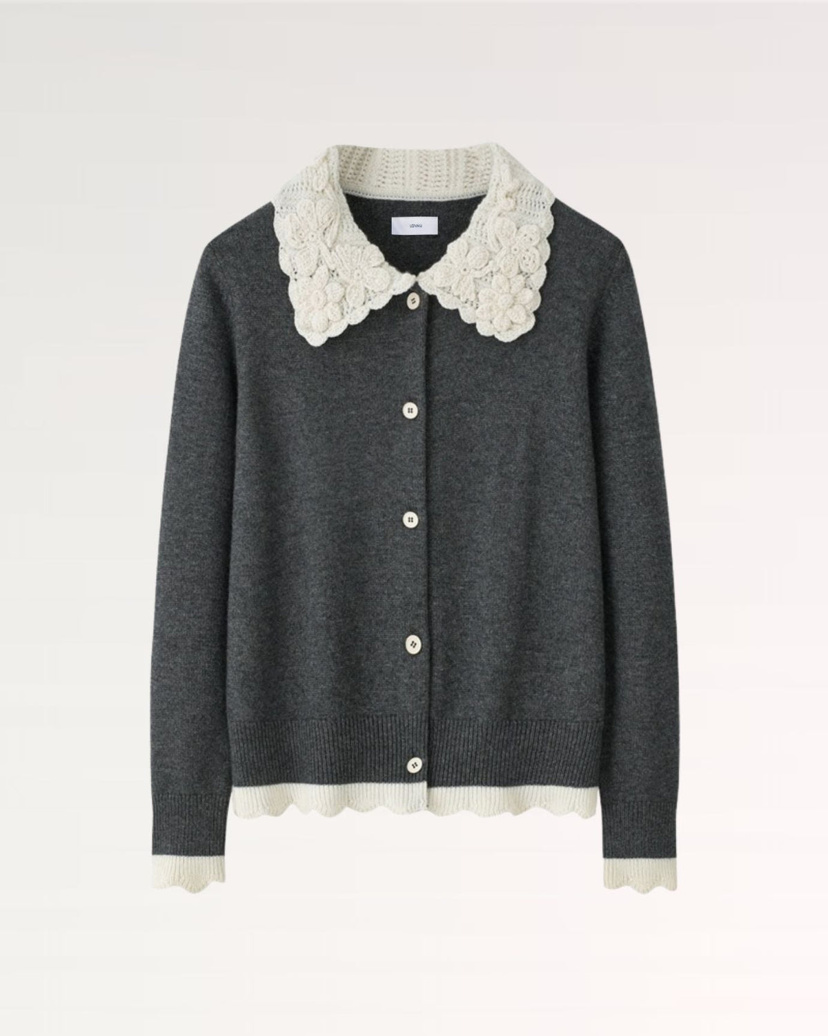 Relaxed Fit Pure Cashmere Cardigan Coat for Layering – Gray – view 1