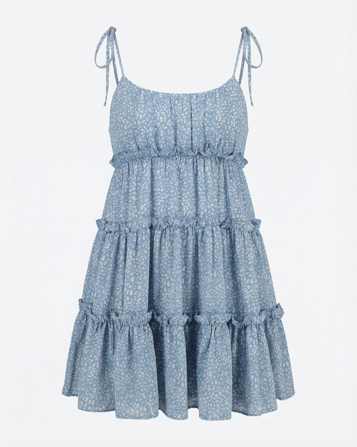 Printed Tiered Ruffle Strap Dress with Full Lining