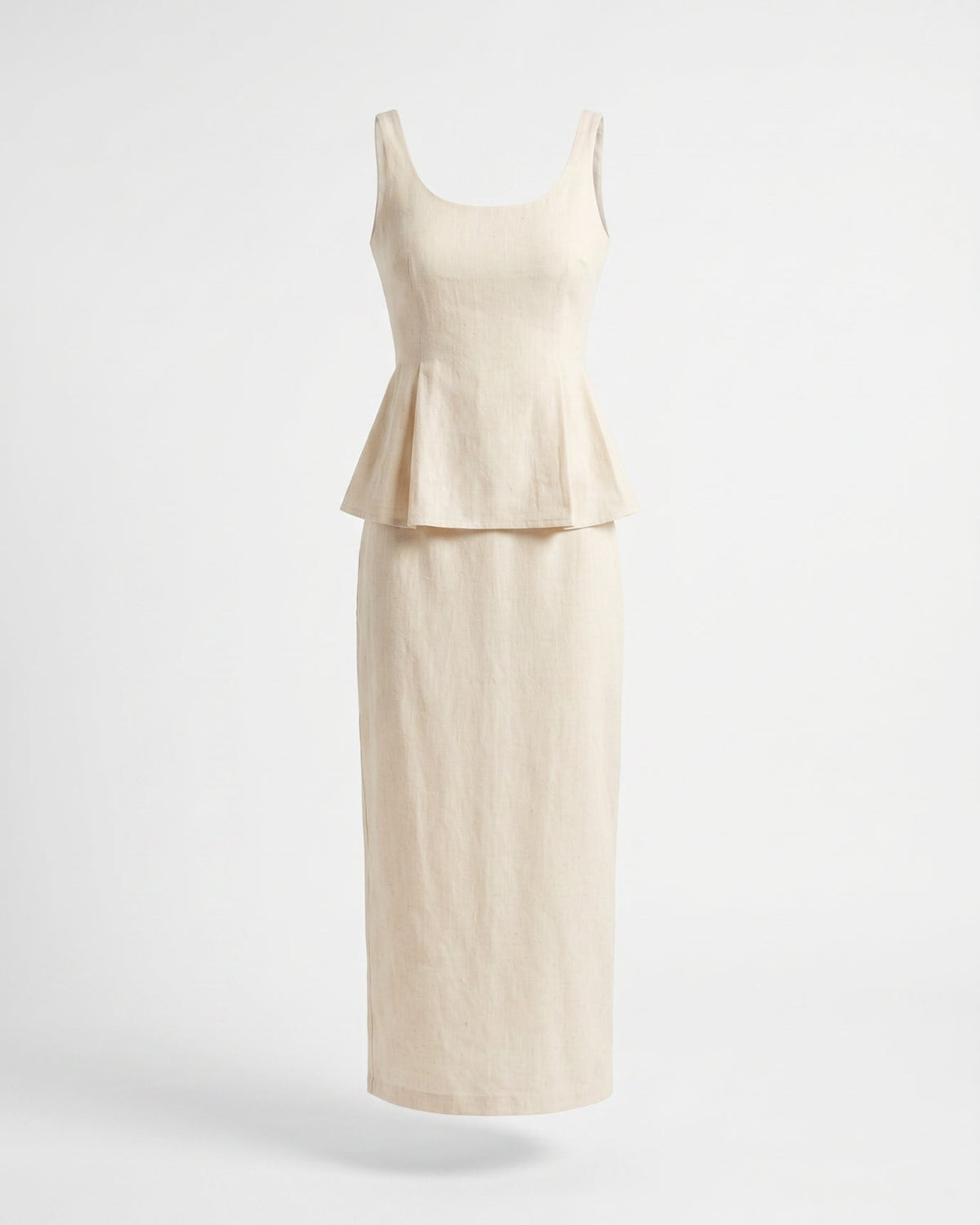 Cotton Tailored Top and Sculptural Skirt Two-Piece Set