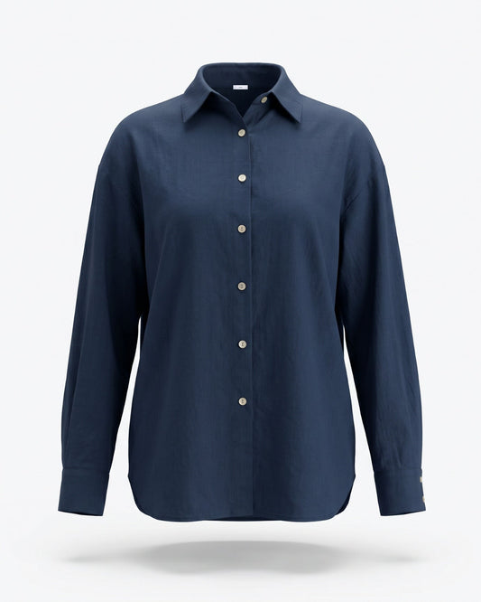 Lina Loose Fit Relaxed Cotton Shirt with Natural Drape