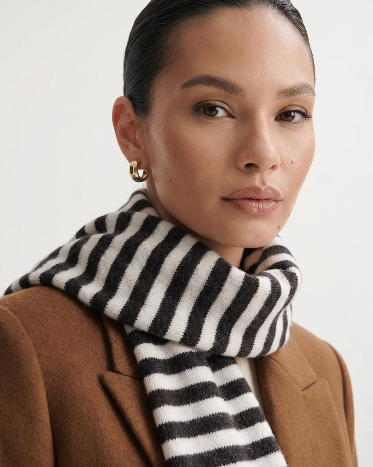 Warm Classic Striped Knitted Pure Cashmere Scarf – view 2