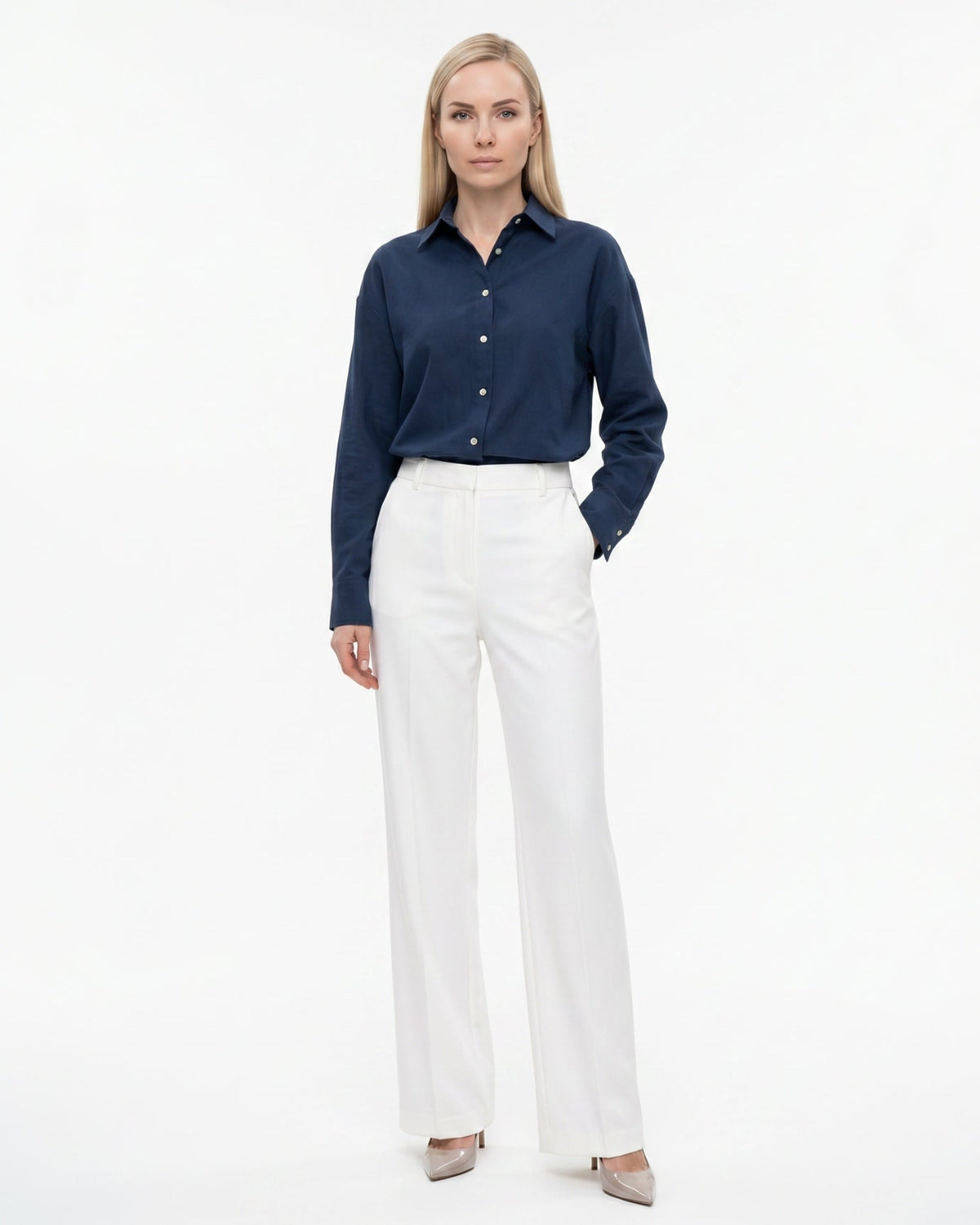Lina Loose Fit Relaxed Cotton Shirt with Natural Drape – view 2