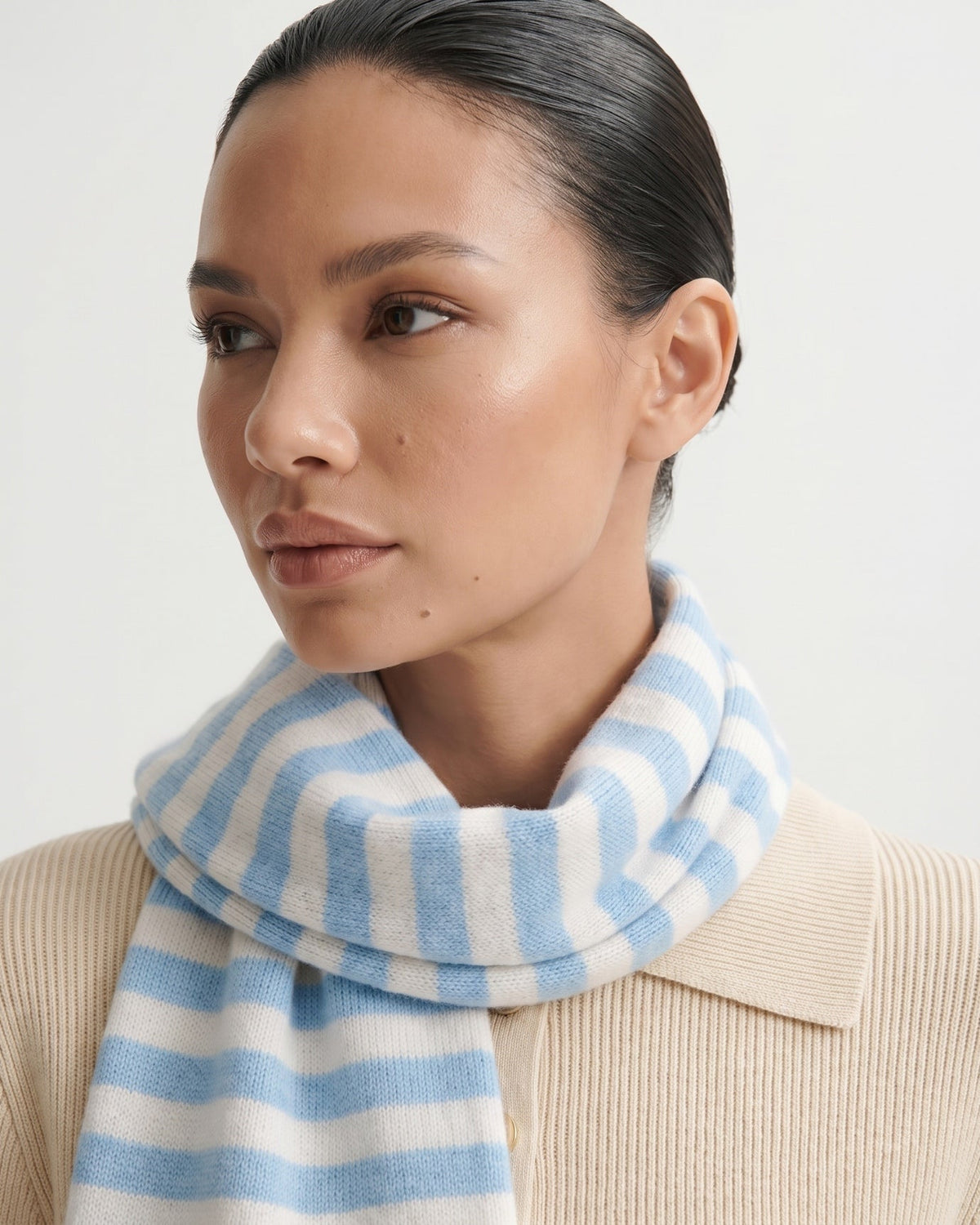 Warm Classic Striped Knitted Pure Cashmere Scarf – view 4