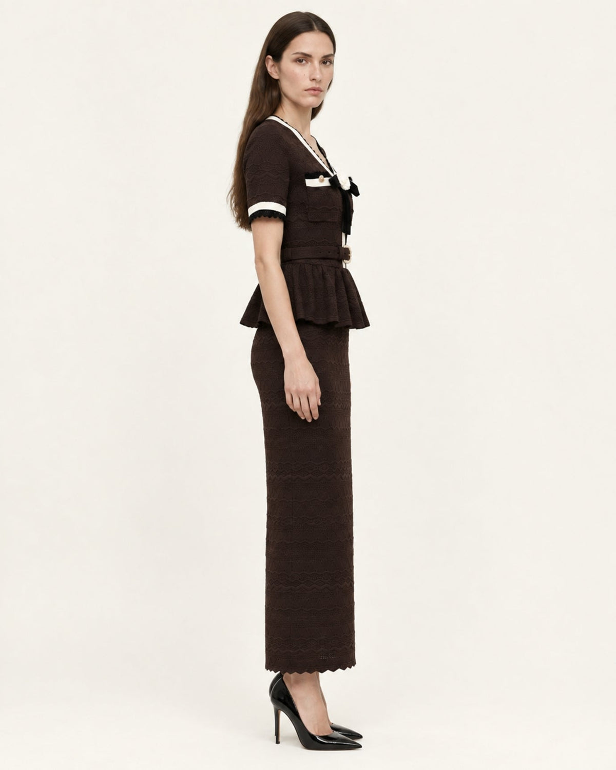 Diva Slim Fit Crew Neck Knit Top and Skirt Two-Piece Set – view 13