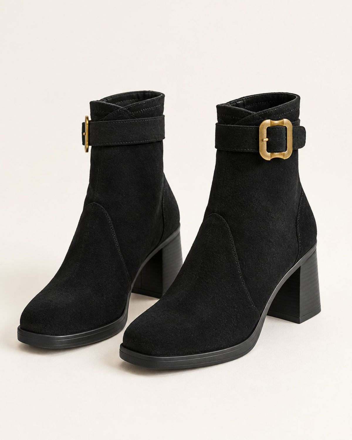 Square Toe Cowhide Suede Ankle Boots with 7cm Heel – view 4