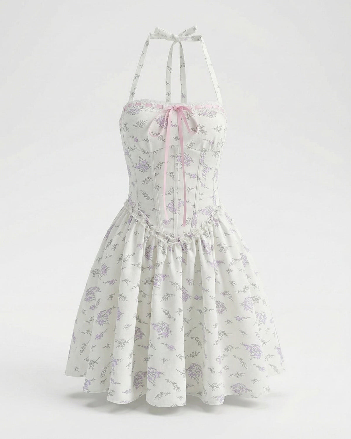 Frenchie Sleeveless Printed Cotton Tiered Ruffle Dress – White Floral