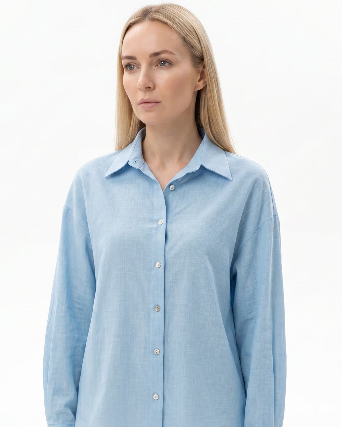 Lina Loose Fit Relaxed Cotton Shirt with Natural Drape – view 7