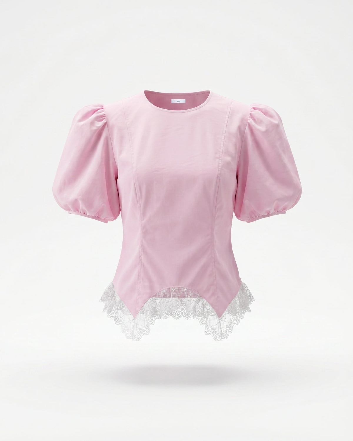 Short Sleeve Relaxed Top with Delicate Floral Edge Trim – view 5
