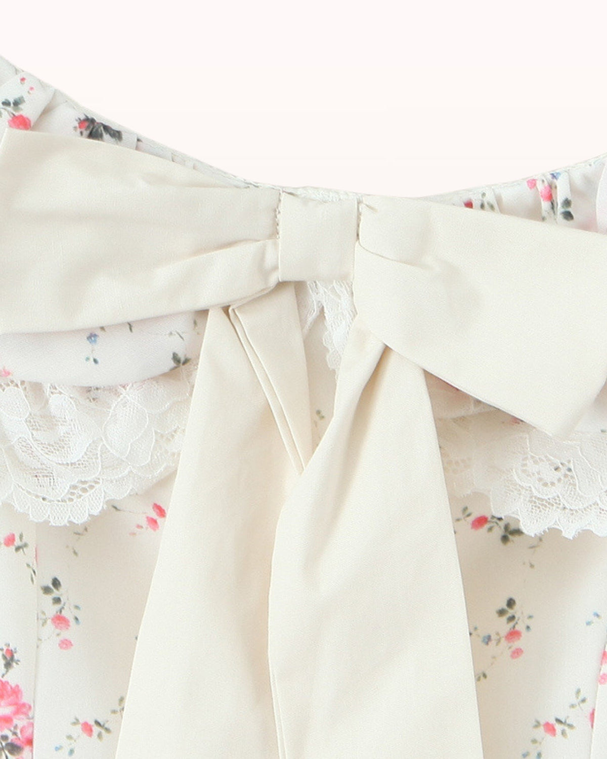 Princess Silhouette Dress with Lace Waist Detail – White Floral – view 5