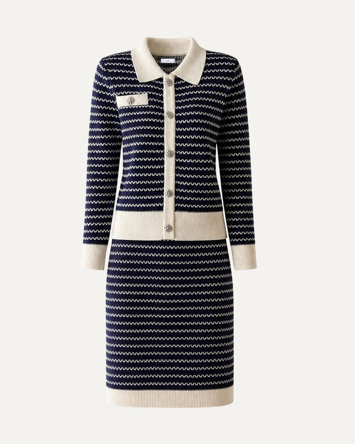 Kiara Colour Block Relaxed Cardigan and Skirt Set – Royal Blue – view 1