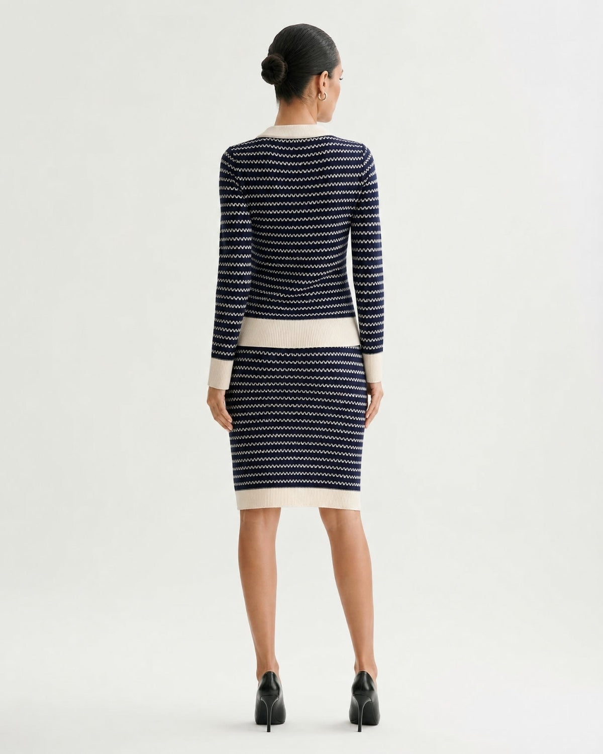 Kiara Colour Block Relaxed Cardigan and Skirt Set – Royal Blue – view 4