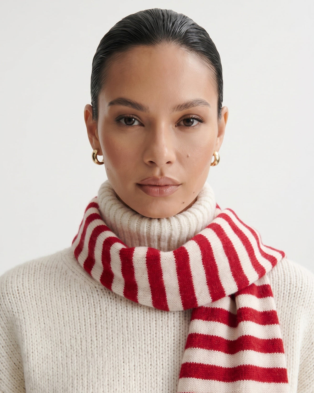 Warm Classic Striped Knitted Pure Cashmere Scarf – view 12