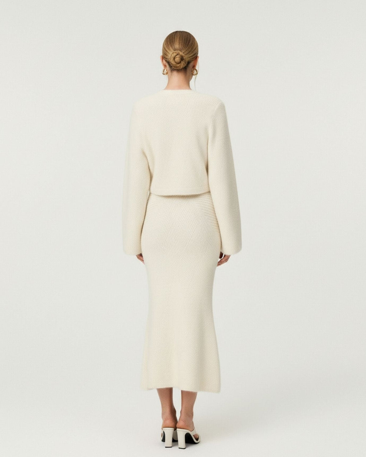 Lira Oversized Jumper and Flowing Long Skirt Co-ord Set – Milky White – view 5
