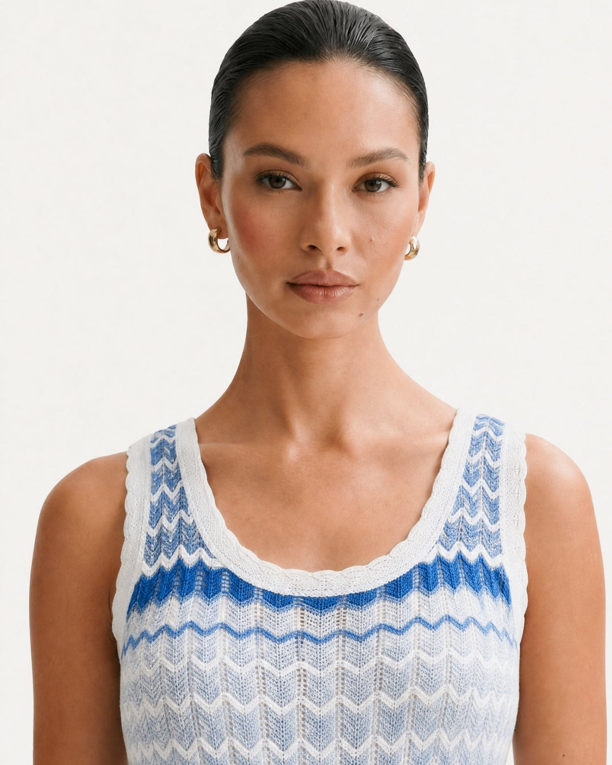 Fitted Viscose Knit Maxi Summer Dress – Light Blue – view 4